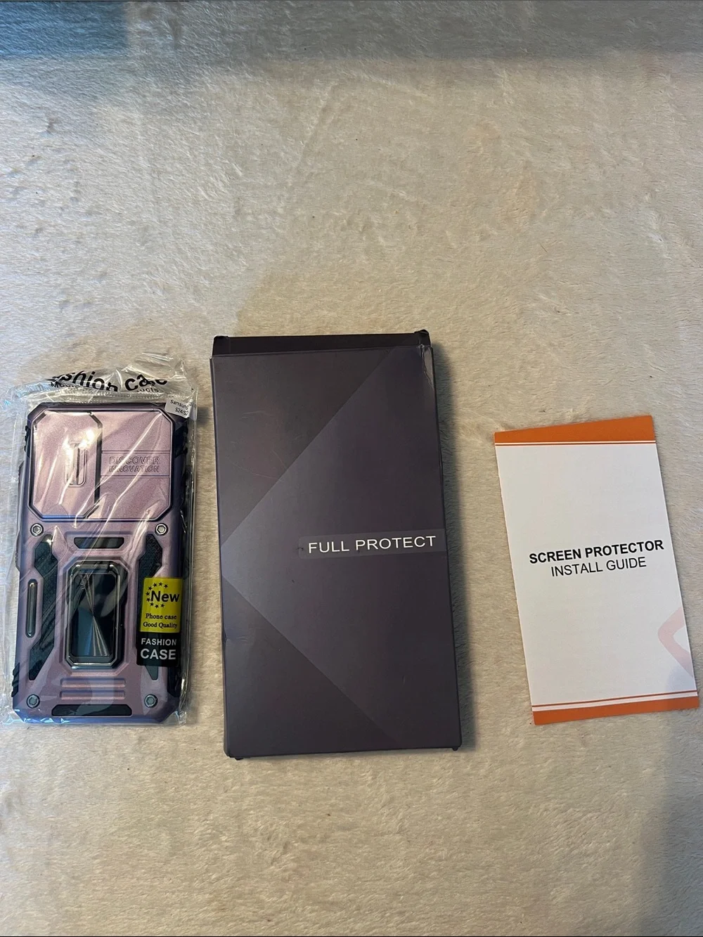 Rugged Purple Samsung Galaxy S24 Phone Case with Kickstand and Screen Protector